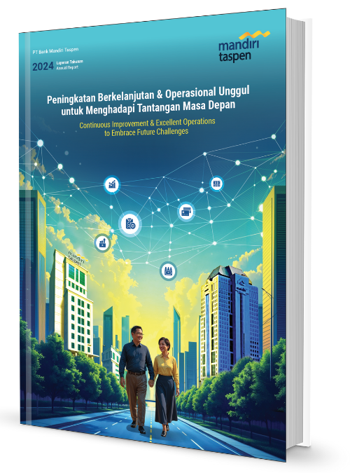 Sampul Annual Report 2024 Bank Mandiri Taspen yang dikerjakan AGS Consulting